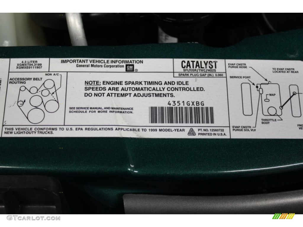 1999 GMC Safari SLE AWD Info Tag Photo #61855467