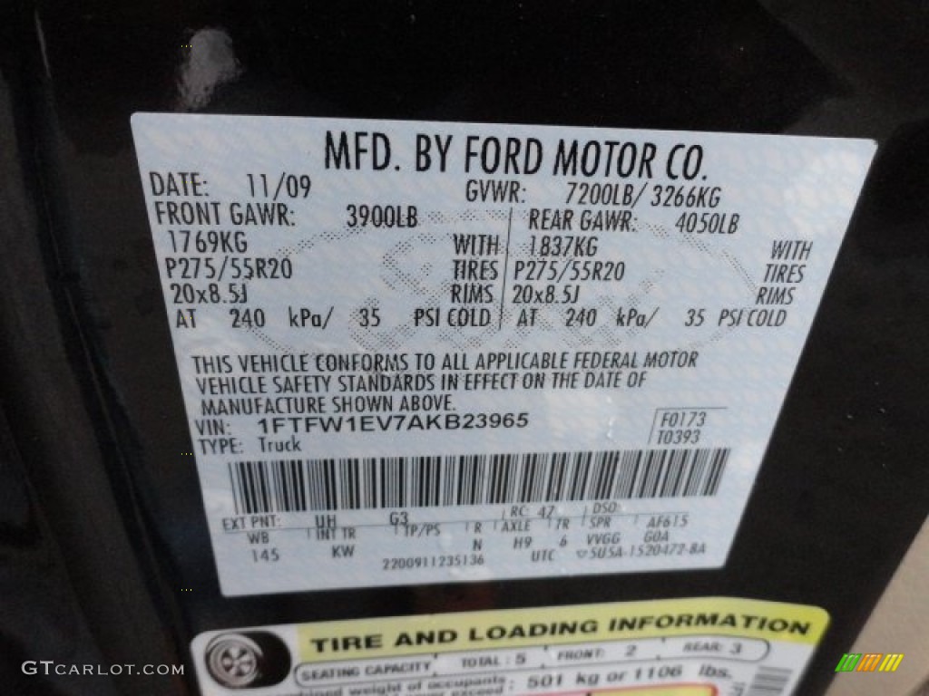 2010 F150 Color Code UH for Tuxedo Black Photo #61855953