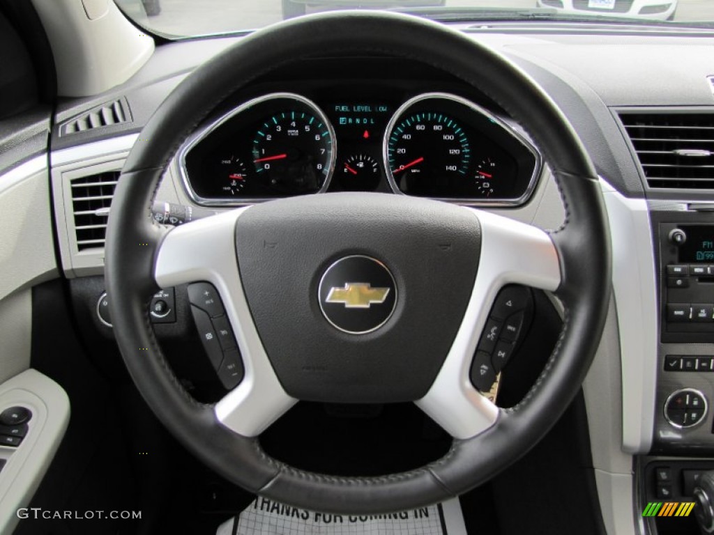 2012 Chevrolet Traverse LTZ AWD Light Gray/Ebony Steering Wheel Photo #61857834