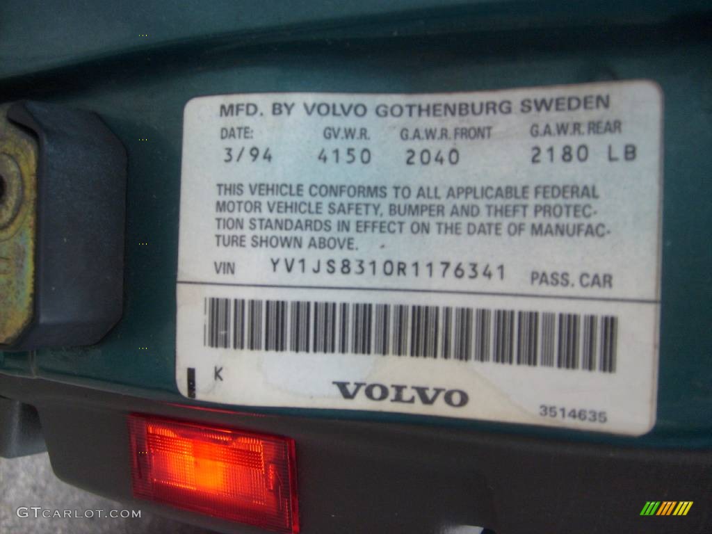 1994 940 Turbo Sedan - Blue Green Metallic / Tan photo #12