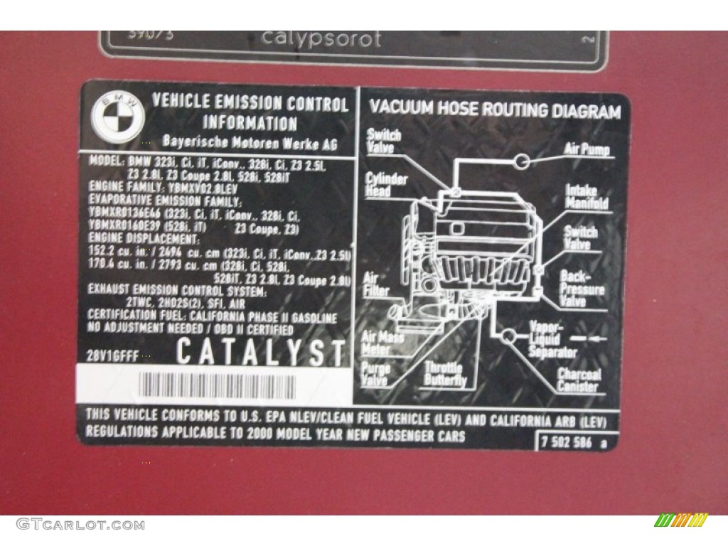 2000 BMW 5 Series 528i Sedan Info Tag Photo #61870885