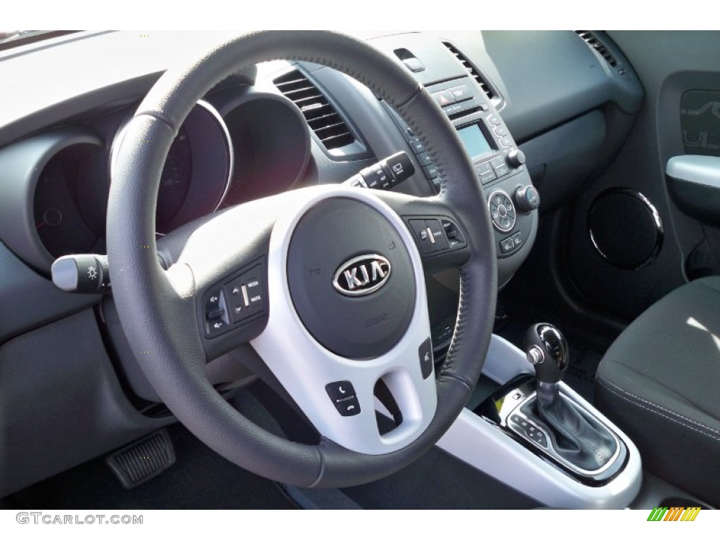 2012 Kia Soul + Black Soul Logo Cloth Steering Wheel Photo #61872685