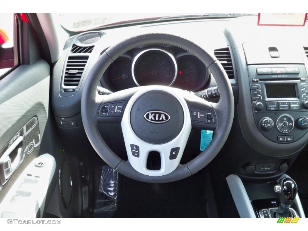 2012 Kia Soul + Black Soul Logo Cloth Steering Wheel Photo #61872792