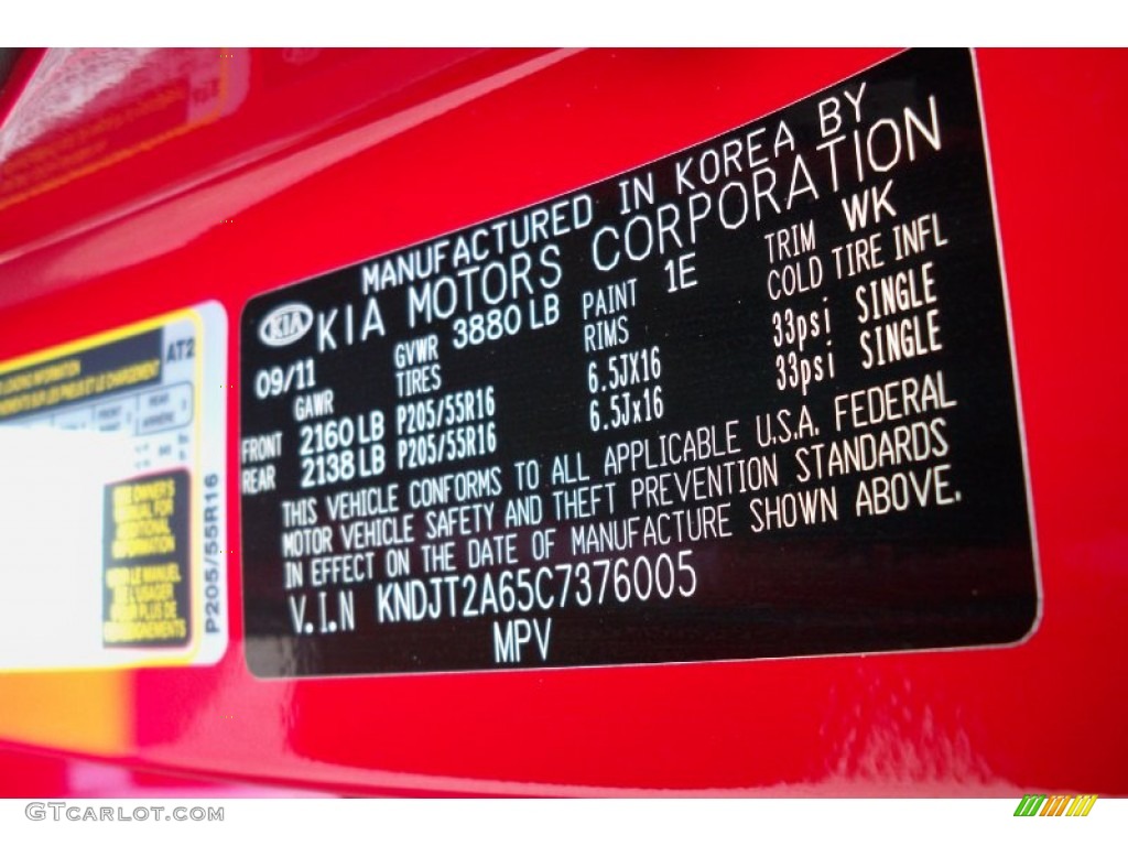 2012 Soul Color Code 1E for Molten Red Photo #61872909