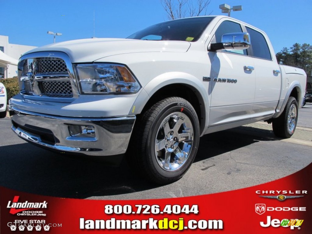 2012 Ram 1500 Laramie Crew Cab 4x4 - Bright White / Dark Slate Gray photo #1