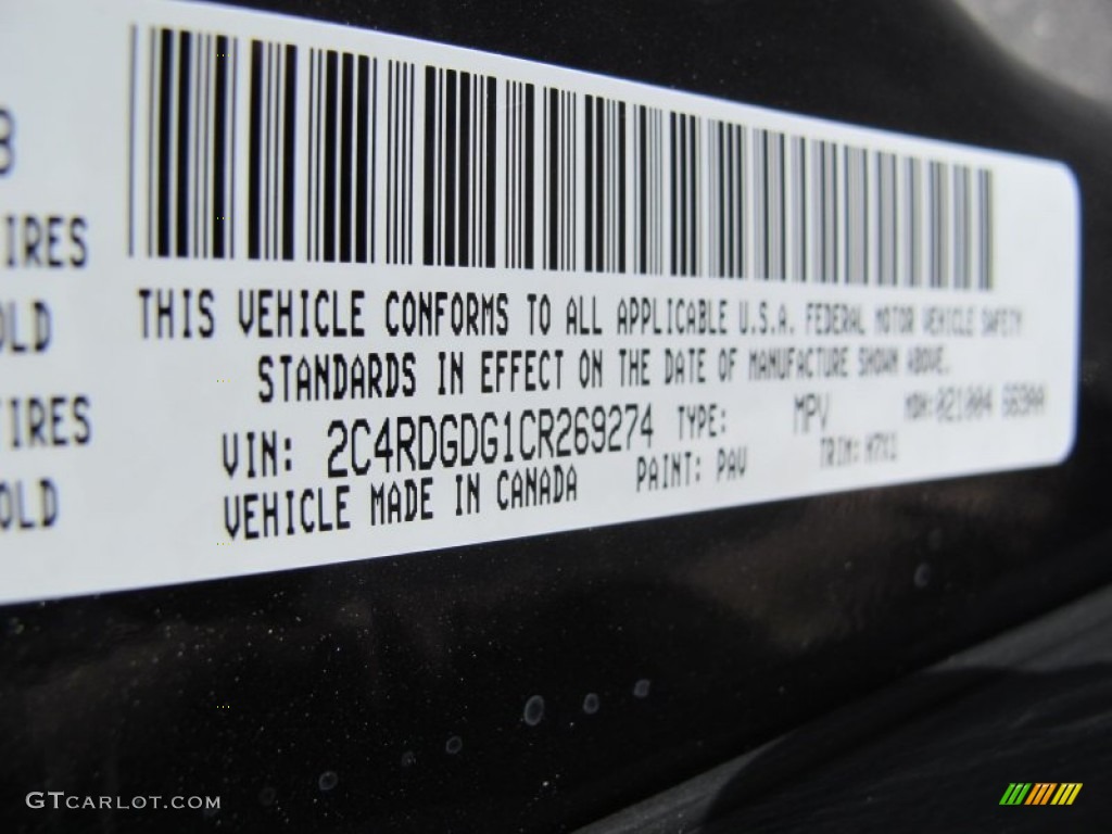2012 Grand Caravan Color Code PAV for Dark Charcoal Pearl Photo #61880305