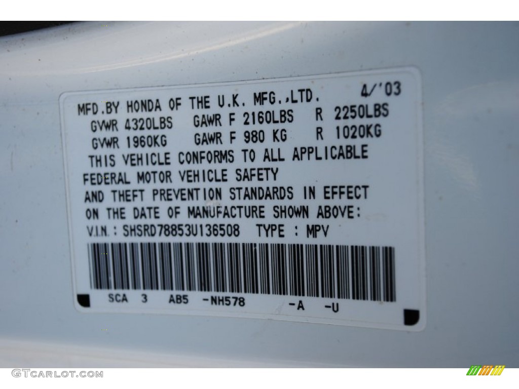 2003 CR-V EX 4WD - Taffeta White / Black photo #17