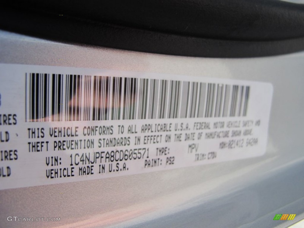 2012 Patriot Color Code PS2 for Bright Silver Metallic Photo #61881583