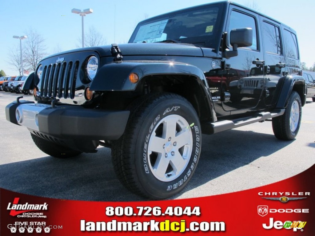 2012 Wrangler Unlimited Sahara 4x4 - Black Forest Green Pearl / Black photo #1