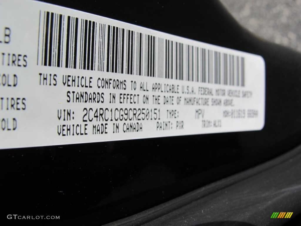 2012 Town & Country Color Code PXR for Brilliant Black Crystal Pearl Photo #61882927