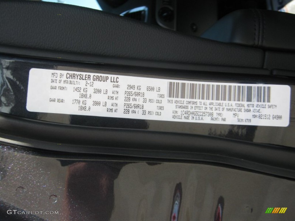 2012 Durango Color Code PAR for Maximum Steel Metallic Photo #61882958