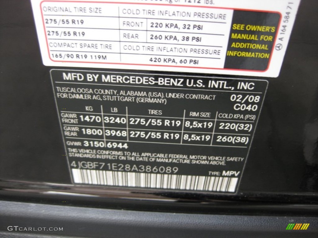 2008 GL Color Code 040 for Black Photo #61885284