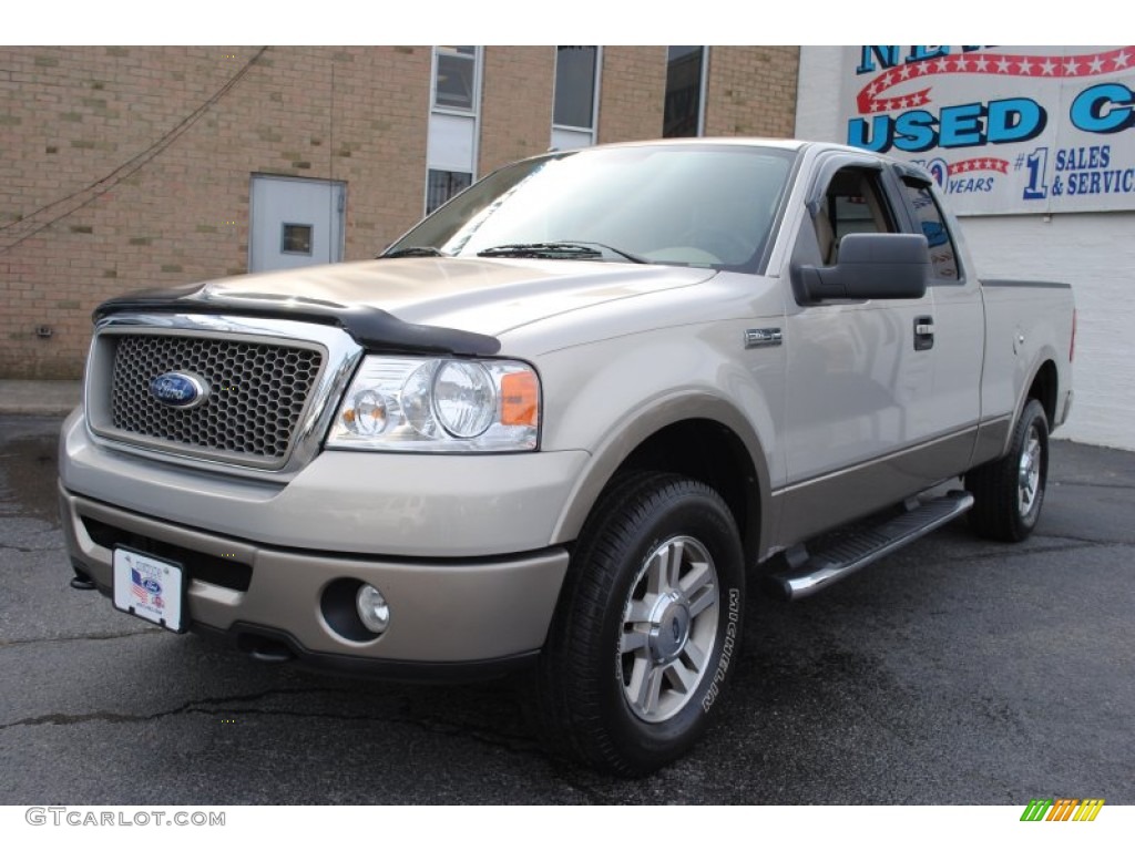 2006 F150 Lariat SuperCab 4x4 - Smokestone Metallic / Tan photo #1