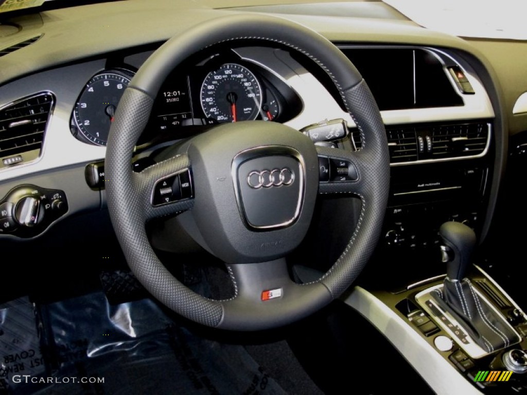 2012 Audi A4 2.0T quattro Avant Black Steering Wheel Photo #61891860