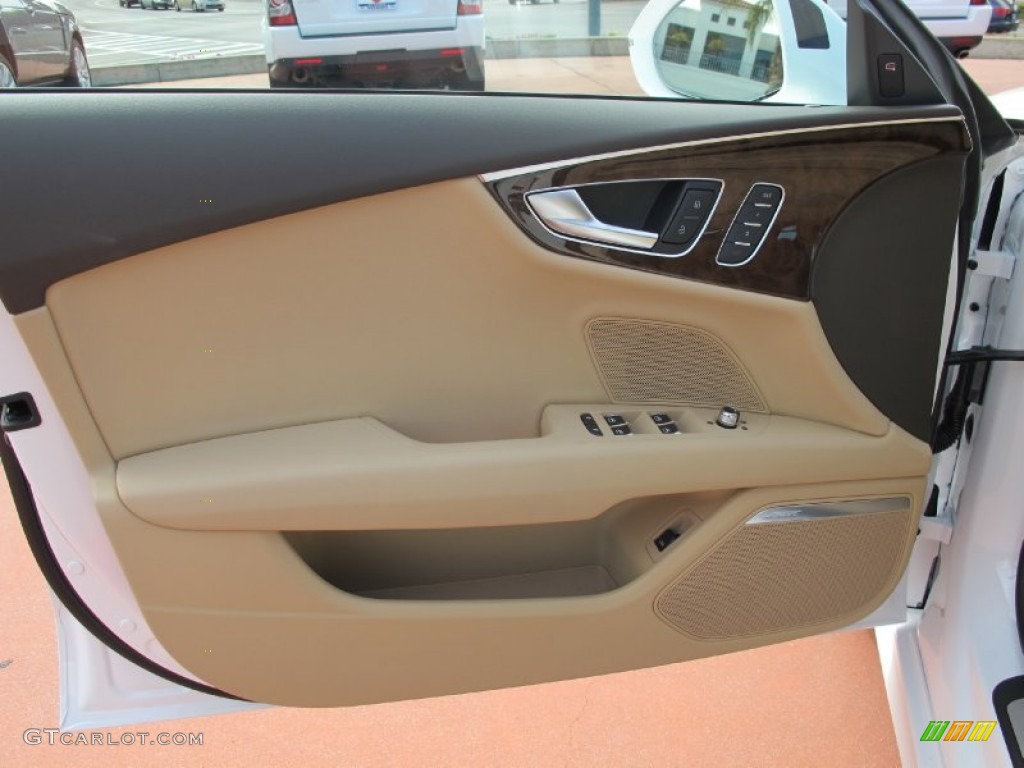 2012 Audi A7 3.0T quattro Premium Velvet Beige Door Panel Photo #61891917