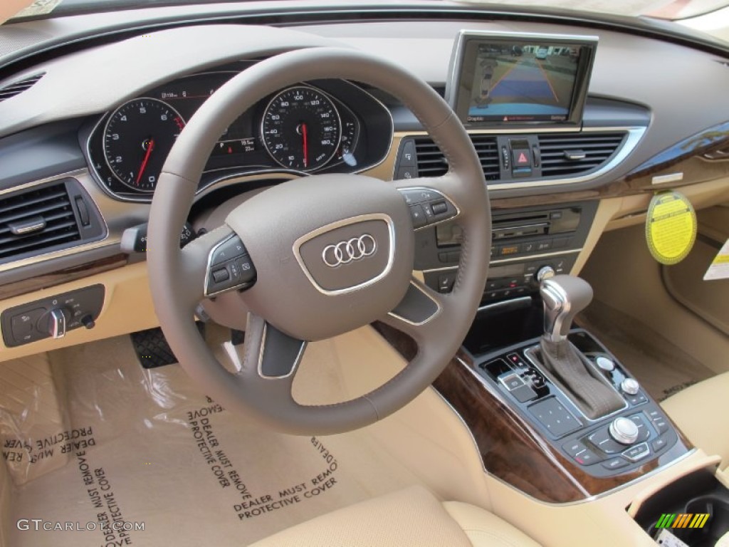 2012 Audi A7 3.0T quattro Premium Velvet Beige Dashboard Photo #61891935