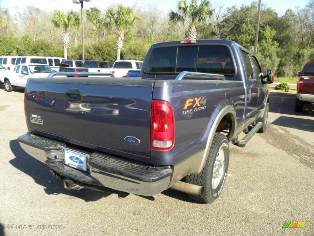 2005 F250 Super Duty Lariat Crew Cab 4x4 - Medium Wedgewood Blue Metallic / Tan photo #14