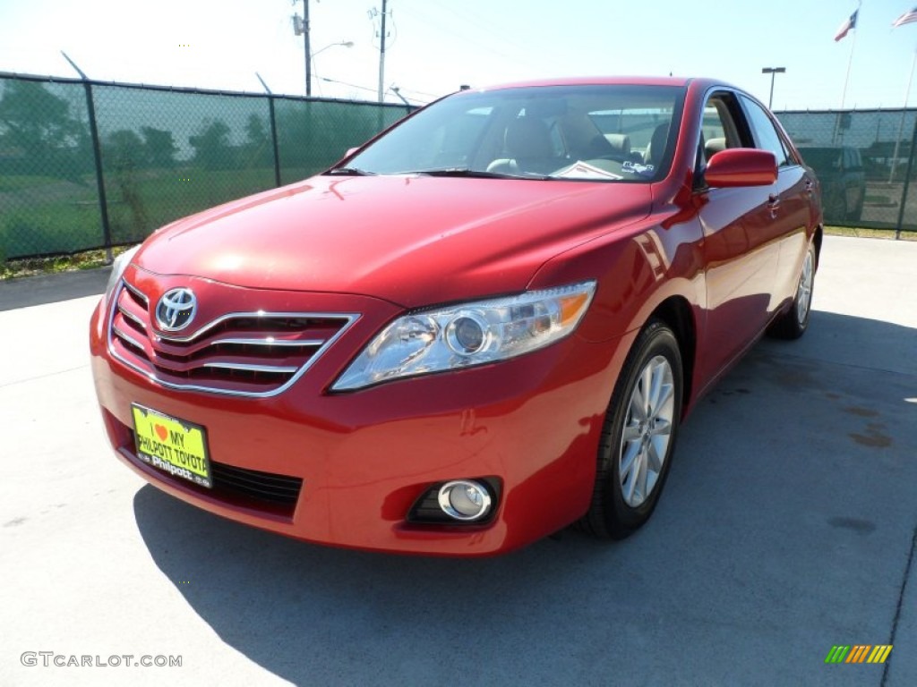 2011 Camry XLE V6 - Barcelona Red Metallic / Bisque photo #7