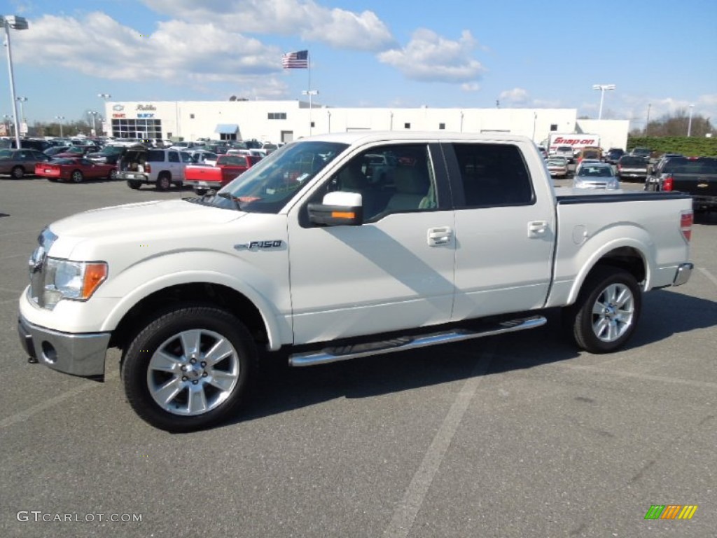 2009 F150 Lariat SuperCrew 4x4 - White Sand Tri Coat Metallic / Camel/Tan photo #1