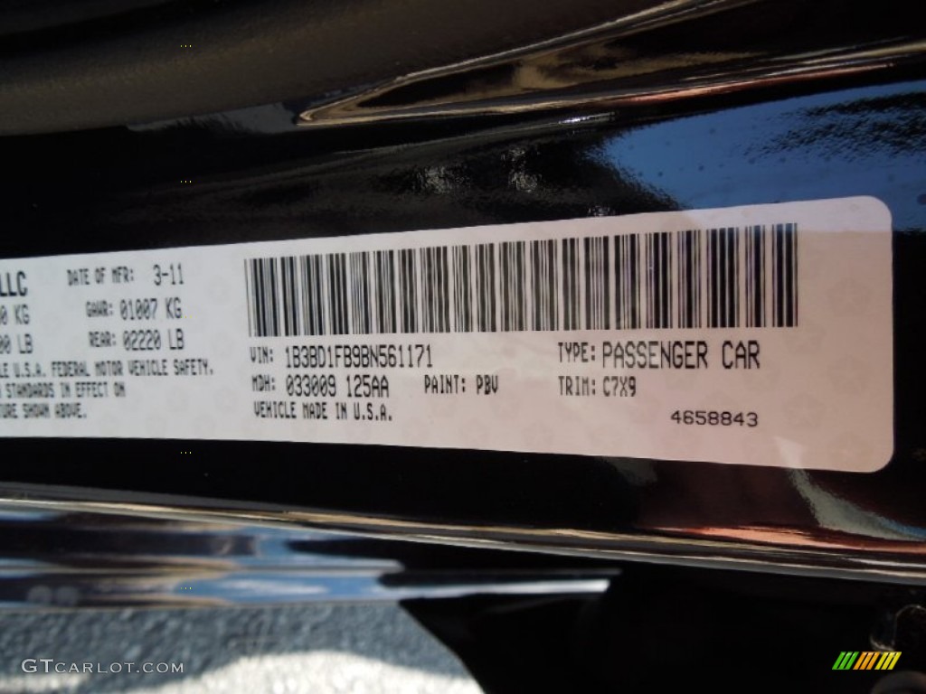 2011 Avenger Color Code PBV for Blackberry Pearl Photo #61900146