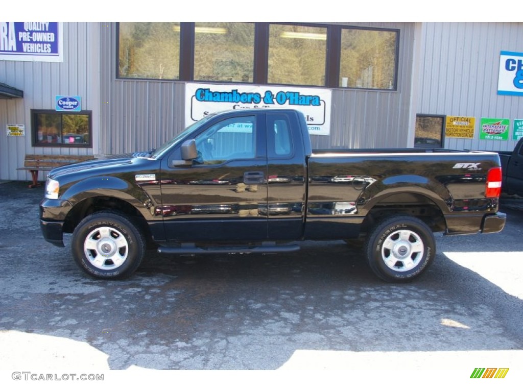 2004 F150 STX Regular Cab 4x4 - Black / Medium/Dark Flint photo #2