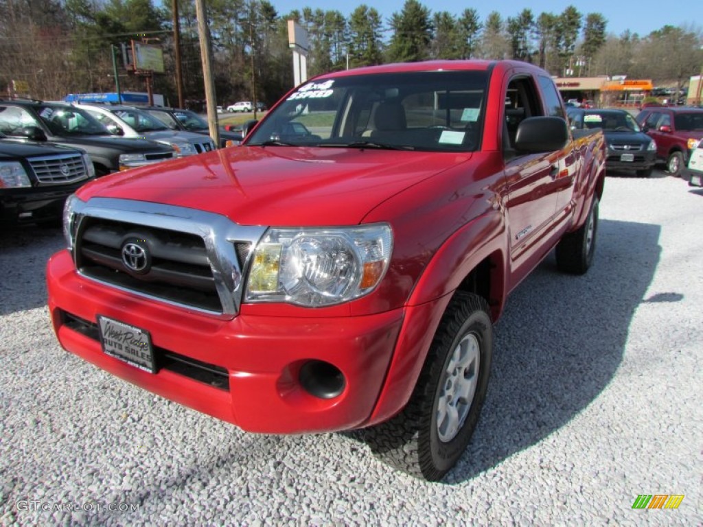 2006 Tacoma Access Cab 4x4 - Radiant Red / Taupe photo #12