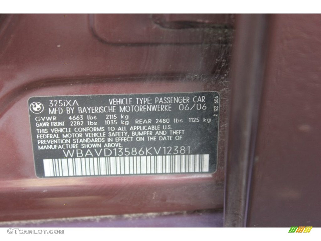 2006 BMW 3 Series 325xi Sedan Info Tag Photos