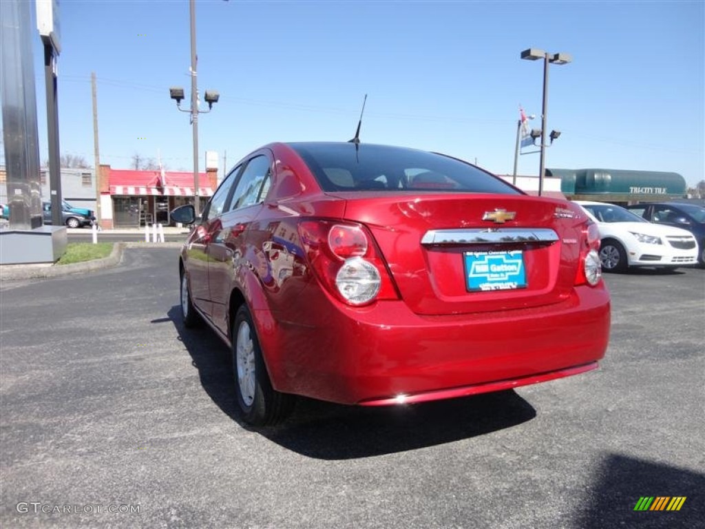 2012 Sonic LT Sedan - Crystal Red Tintcoat / Jet Black/Dark Titanium photo #3