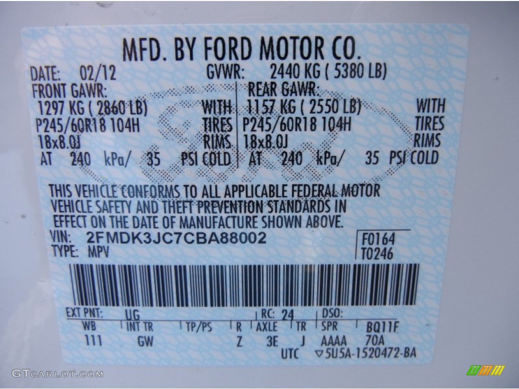 2012 Edge SEL - White Platinum Metallic Tri-Coat / Charcoal Black photo #12