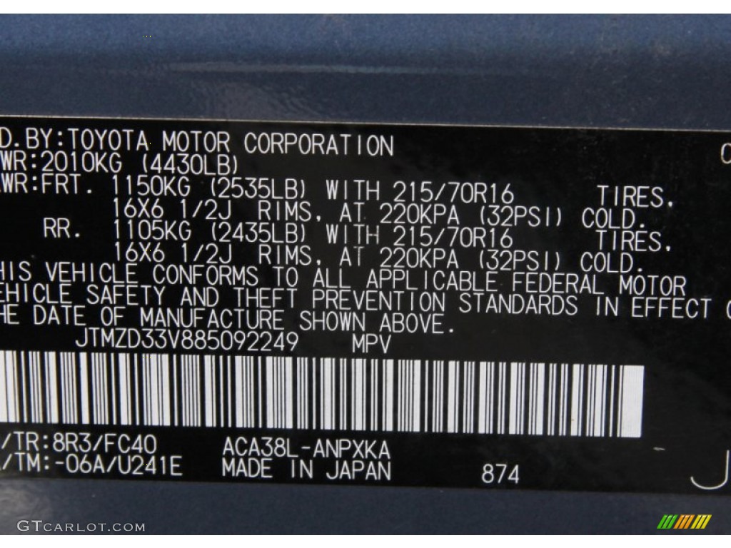 2008 Toyota RAV4 I4 Parts Photos