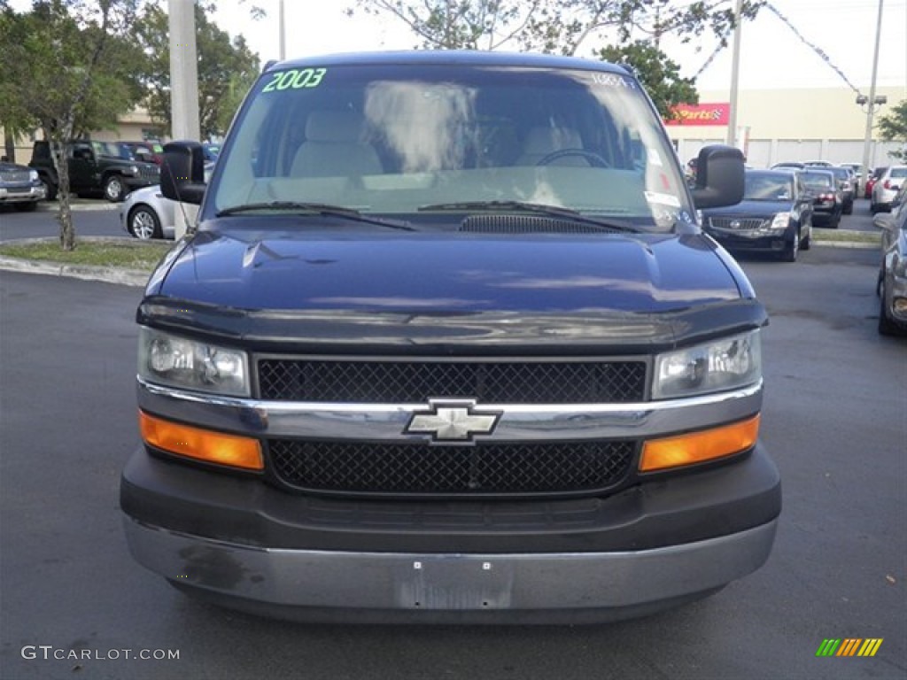 2003 Express 1500 LS Passenger Conversion Van - Indigo Blue Metallic / Medium Dark Pewter photo #3