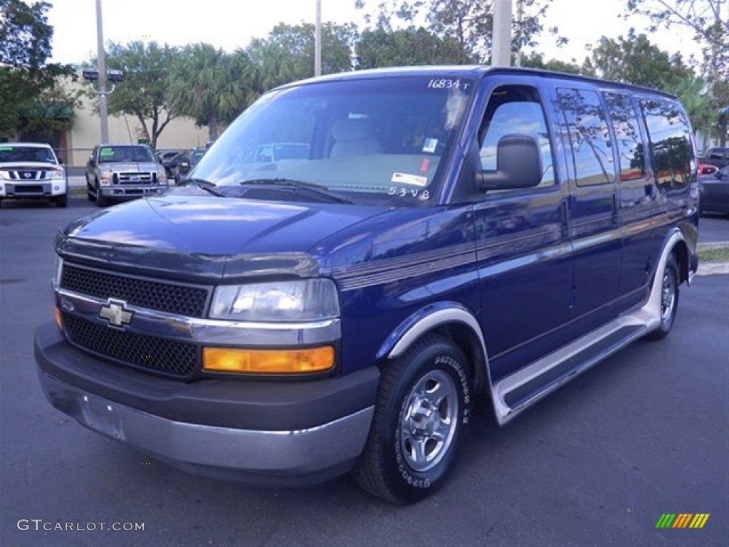 2003 Express 1500 LS Passenger Conversion Van - Indigo Blue Metallic / Medium Dark Pewter photo #5