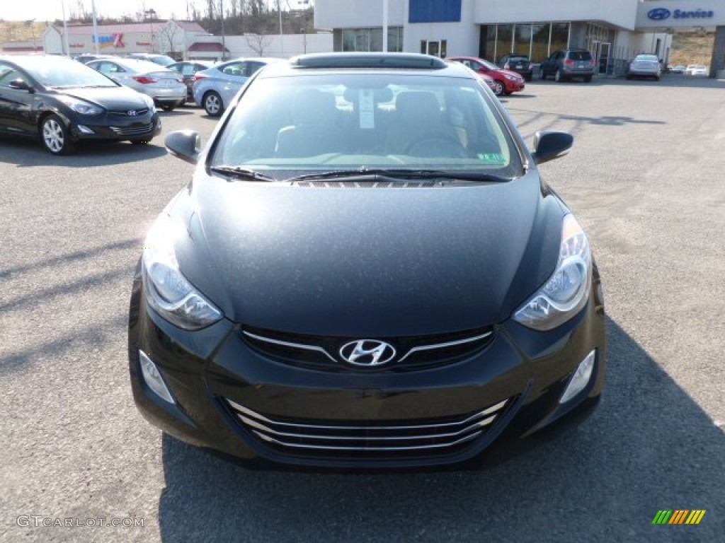 2012 Elantra Limited - Midnight Black / Beige photo #2