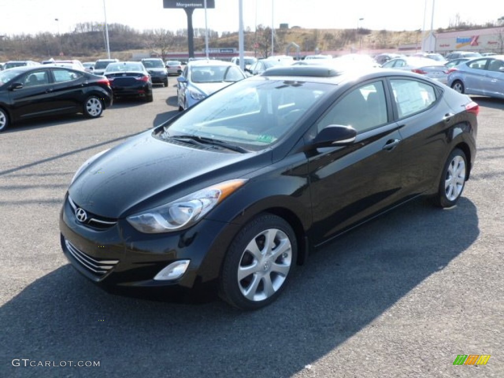 2012 Elantra Limited - Midnight Black / Beige photo #3