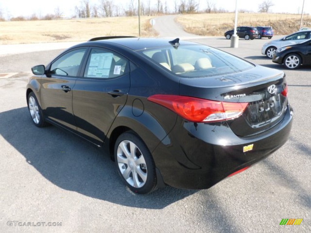 2012 Elantra Limited - Midnight Black / Beige photo #5