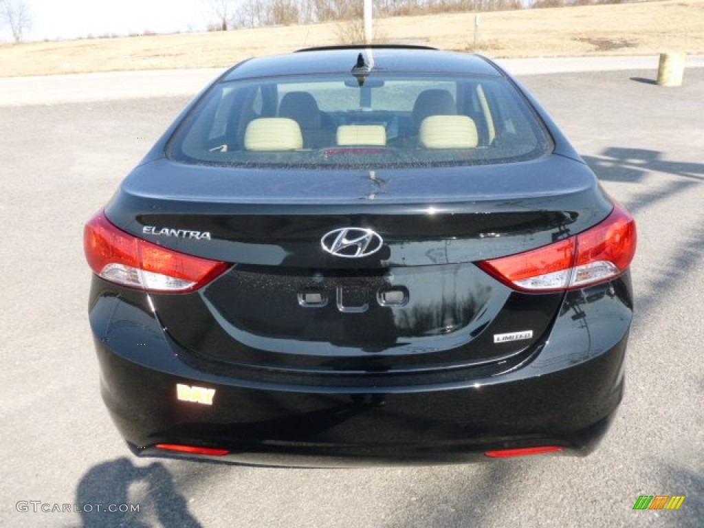 2012 Elantra Limited - Midnight Black / Beige photo #6