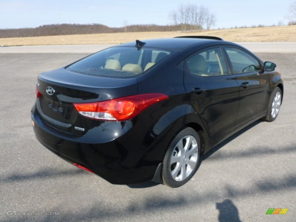 2012 Elantra Limited - Midnight Black / Beige photo #7