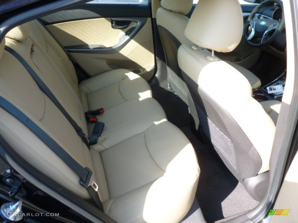 2012 Elantra Limited - Midnight Black / Beige photo #12