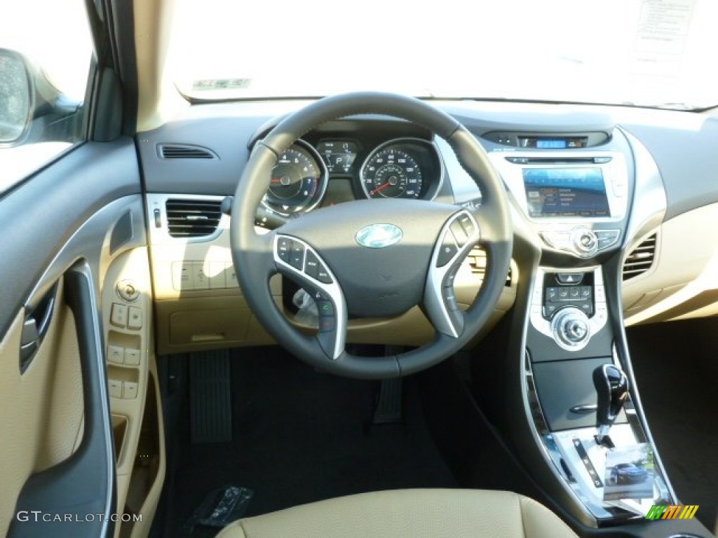 2012 Elantra Limited - Midnight Black / Beige photo #14