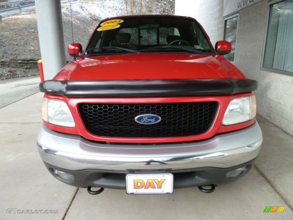 2003 F150 XLT SuperCab 4x4 - Bright Red / Medium Graphite Grey photo #6