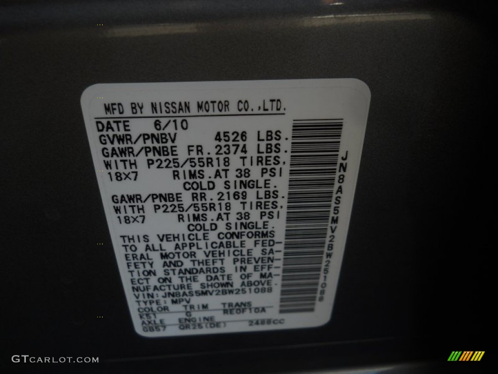2011 Rogue SL AWD - Gotham Gray Metallic / Black photo #24