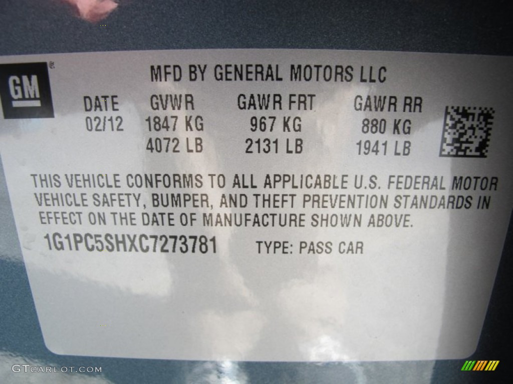 2012 Cruze LS - Blue Granite Metallic / Jet Black/Medium Titanium photo #18
