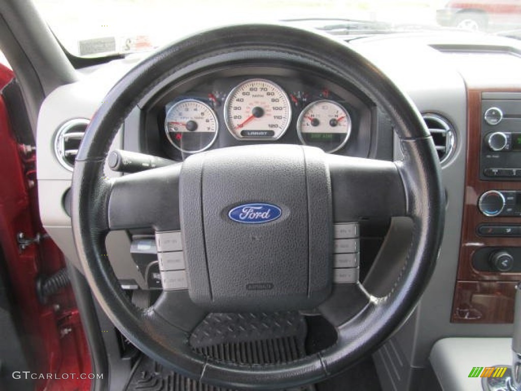 2008 Ford F150 Lariat SuperCab 4x4 Black Steering Wheel Photo #61956230