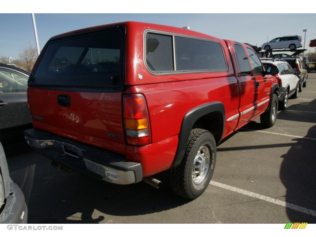 1999 Sierra 2500 SLE Extended Cab 4x4 - Fire Red / Graphite photo #2