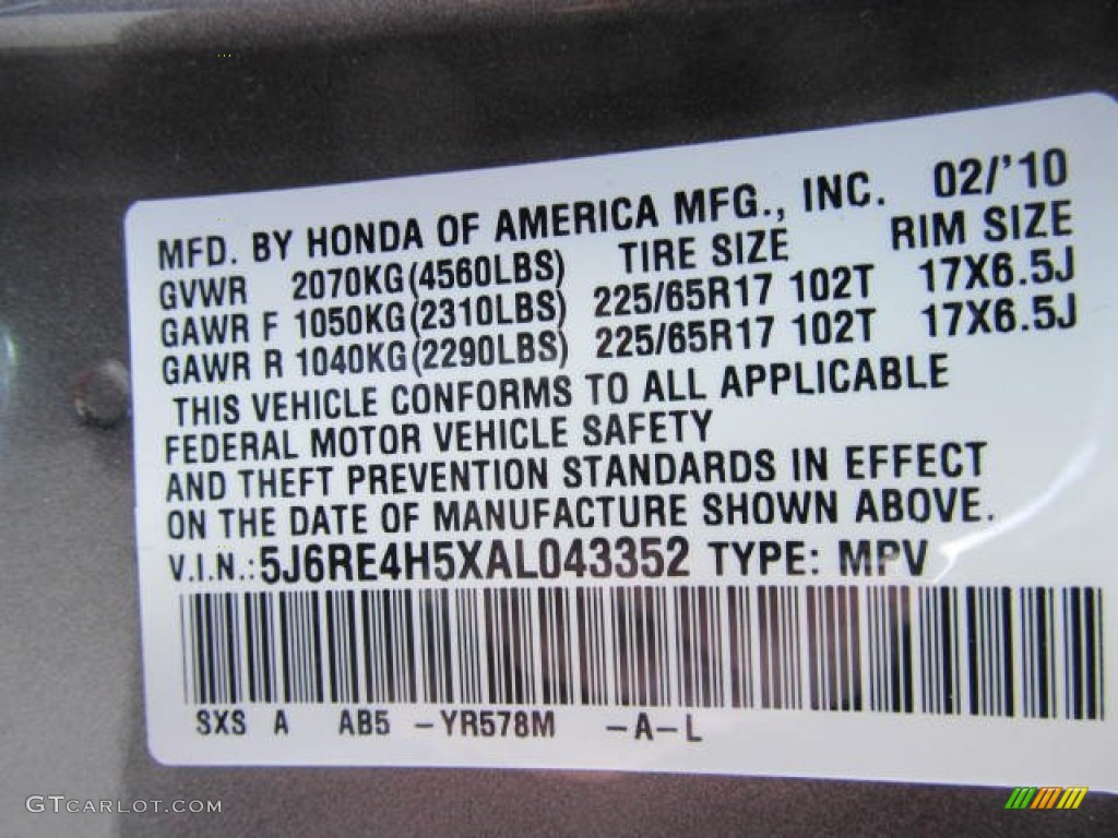 2010 CR-V EX AWD - Urban Titanium Metallic / Black photo #14