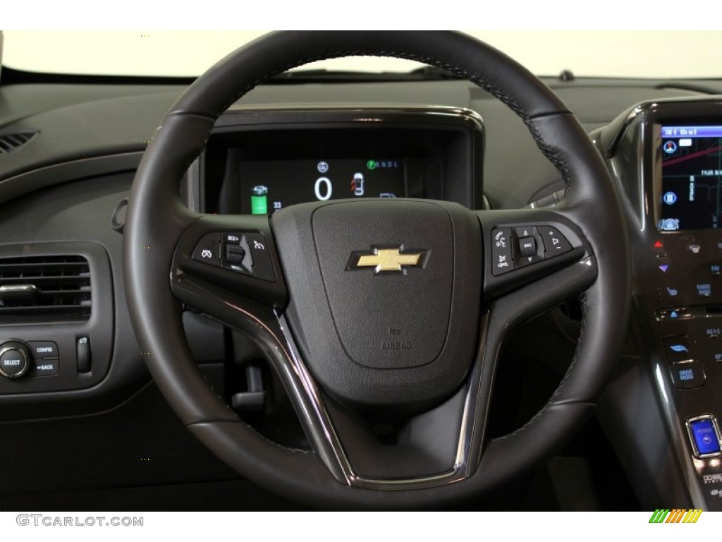 2012 Chevrolet Volt Hatchback Jet Black/Dark Accents Steering Wheel Photo #61962674