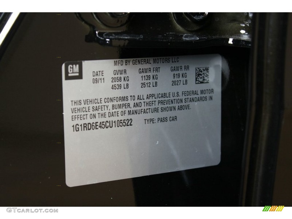 2012 Chevrolet Volt Hatchback Info Tag Photo #61962911