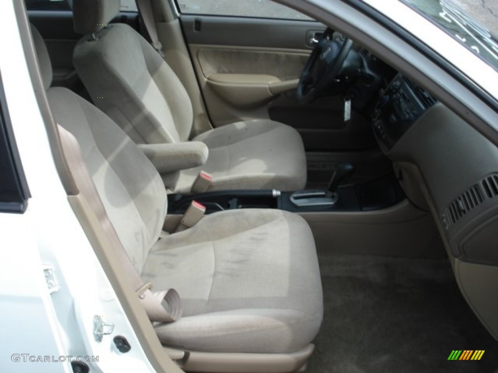 2002 Civic EX Sedan - Taffeta White / Beige photo #19