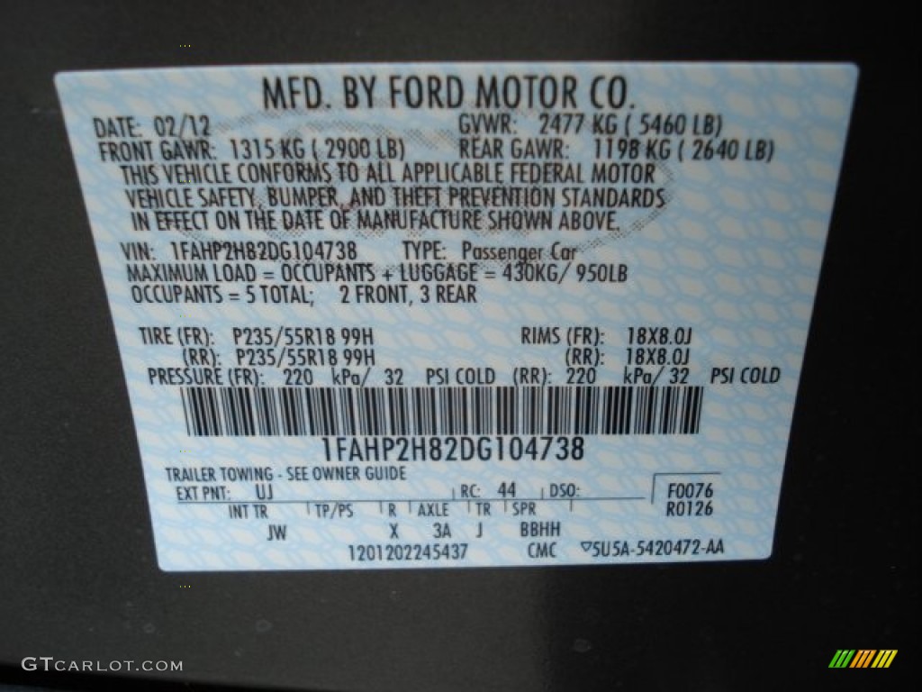 2013 Taurus Color Code UJ for Sterling Gray Metallic Photo #61964831