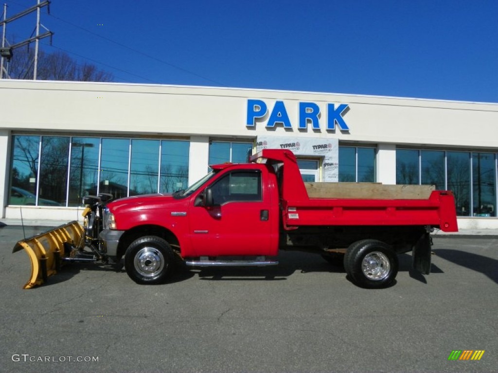 2006 F350 Super Duty XL Regular Cab 4x4 Dump Truck - Red Clearcoat / Medium Flint photo #2
